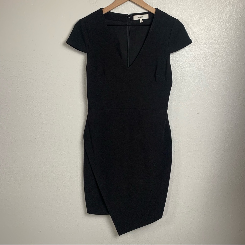 LIKELY asymmetrical v neck short sleeve dress